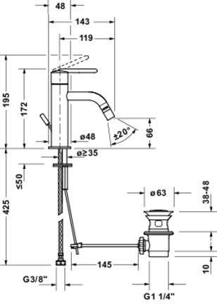 DURAVIT Balcoon Einhebel-Bidetmischer Chrom Hochglanz, 119 mm Ausladung