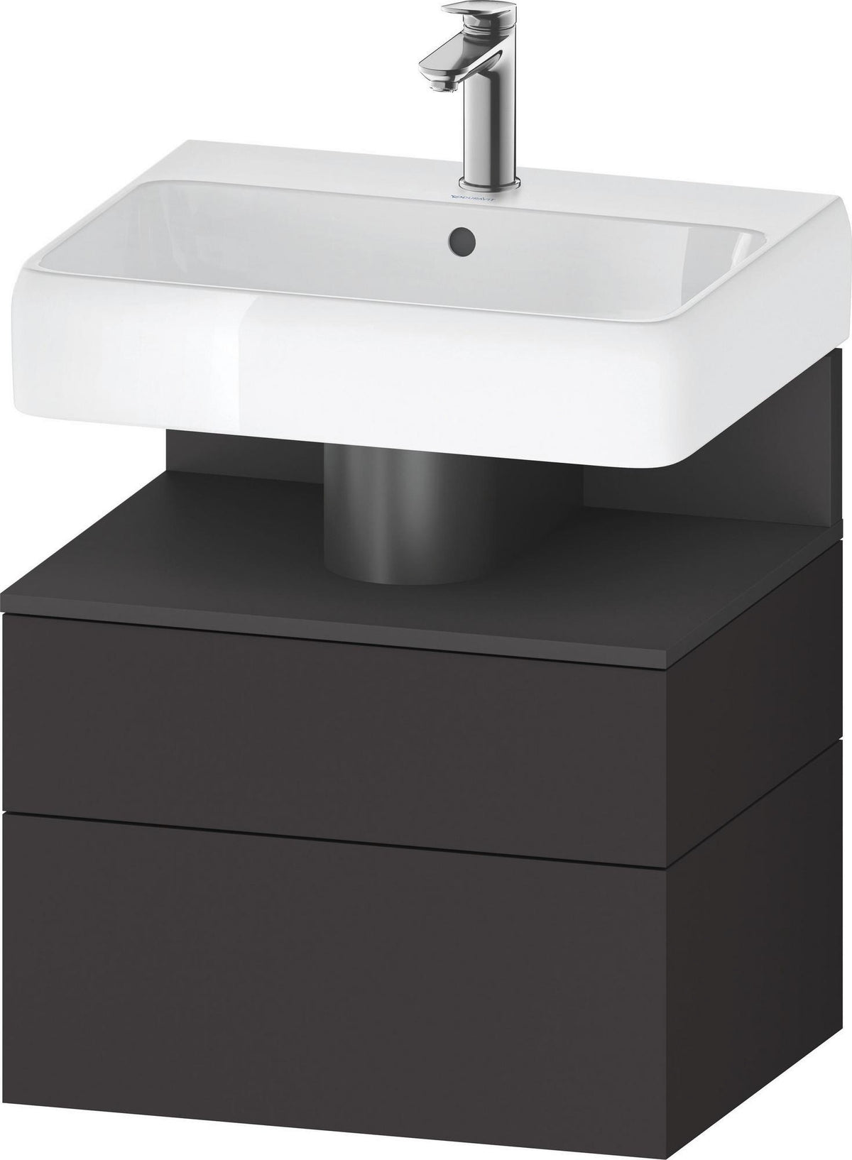 DURAVIT Qatego Waschtischunterbau 590 mm wandhängend, 1 Auszug, weiß Hochglanz, Nische Eiche Schwarz