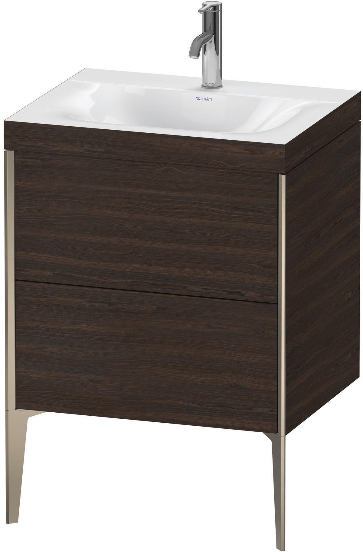 Duravit XViu Waschtischunterbauset 610 mm mit 2 Auszügen, champagner matt / amerikanischer Nussbaum