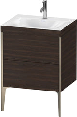 Duravit XViu Waschtischunterbauset 610 mm mit 2 Auszügen, champagner matt / amerikanischer Nussbaum