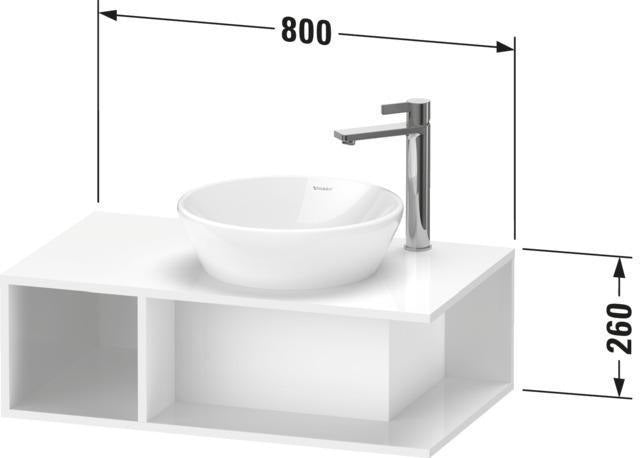 DURAVIT D-Neo Waschtischunterbau wandhängend 800 mm betongrau matt, Becken rechts, 1 offenes Fach