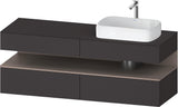 Duravit Qatego Konsolenwaschtischunterbau 1600 mm Weiß Hochglanz mit Eiche Schwarz Nische