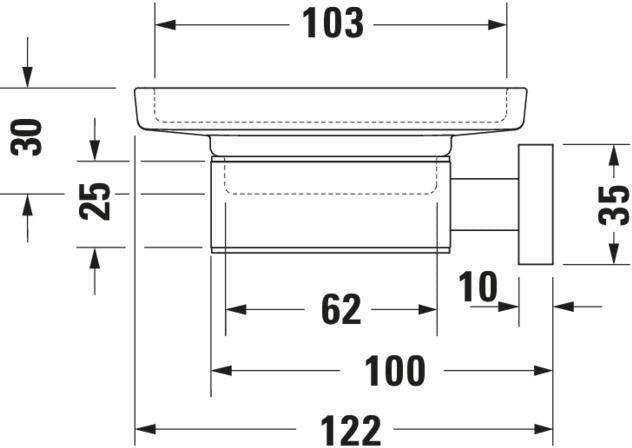 Duravit Karree Seifenschale in Chrom mit weißer Glasablage – Wandmontage