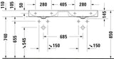 DURAVIT DuraSquare Doppelwaschtisch 1200 mm weiß – Möbelwaschtisch mit 2 Becken