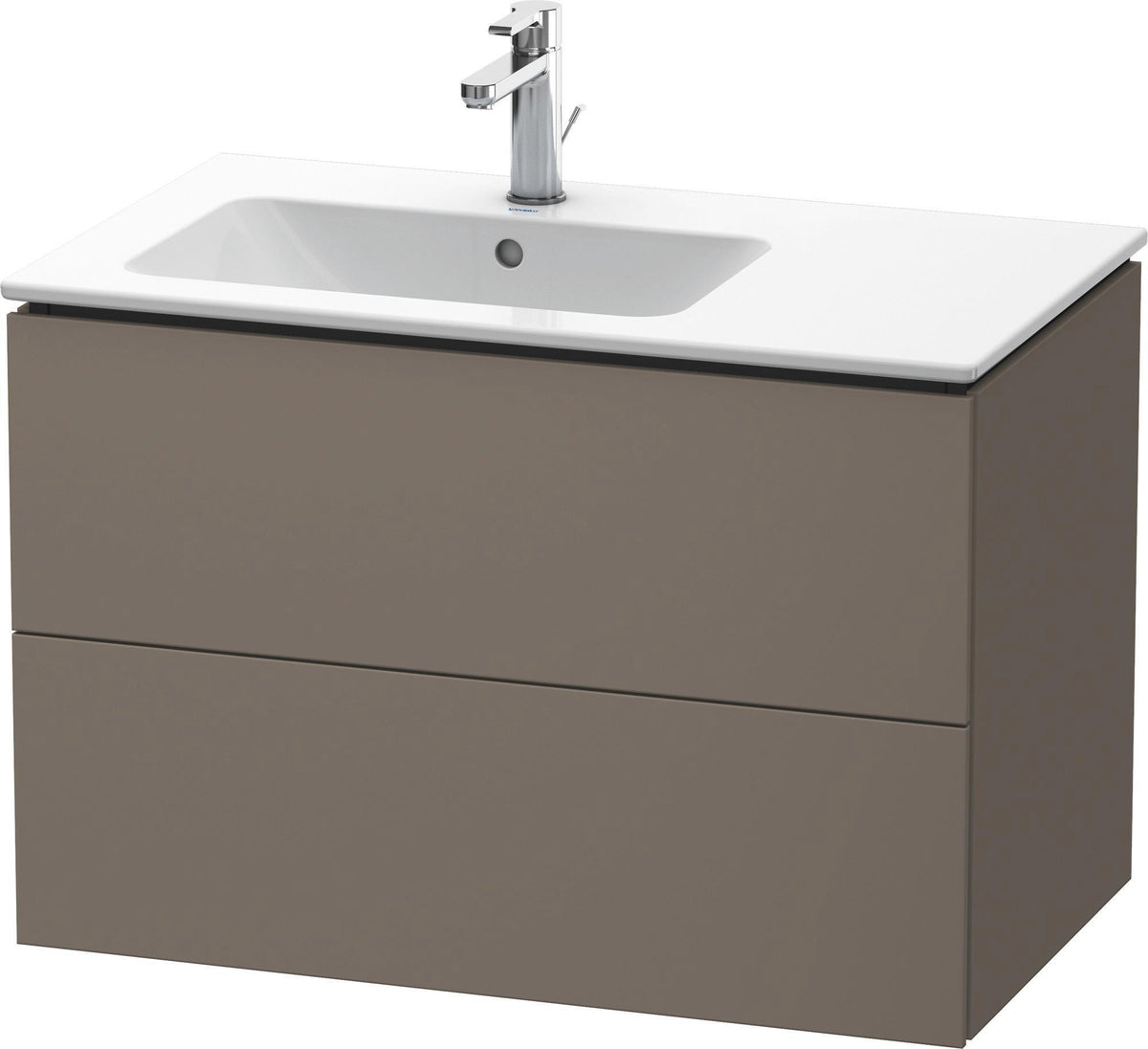 DURAVIT L-Cube Waschtischunterbau 820 mm betongrau matt – 2 Schubkästen, Becken links, wandhängend