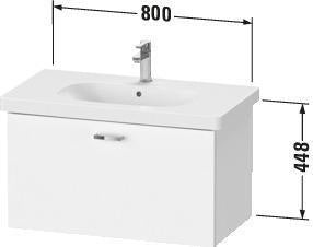 Duravit XBase Waschtischunterbau wandhängend 600 mm, 1 Auszug, weiß matt – montiert