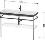 DURAVIT Happy D.2 c-bonded Waschtischset 1175 mm Graphit Supermatt mit Metallkonsole