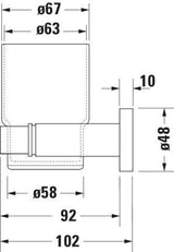 DURAVIT D-Code Glashalter mit Glas links in Chrom – Wandmontage, verchromt, inkl. Befestigungsmaterial