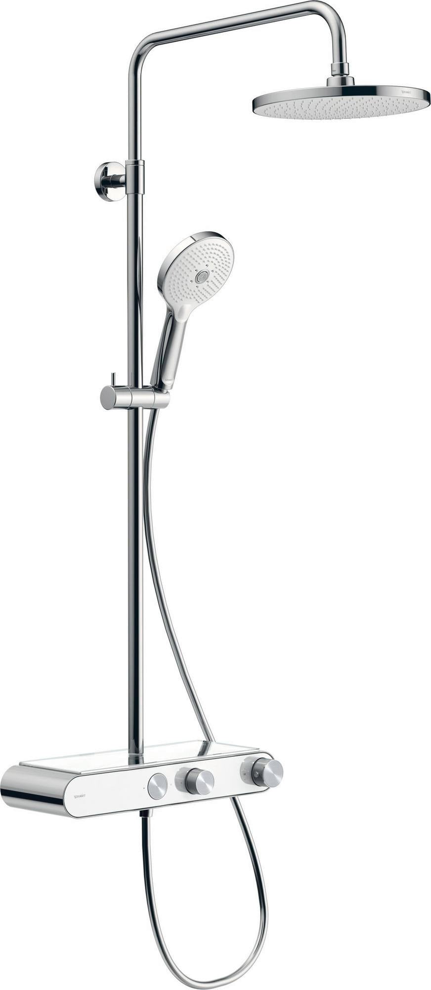 DURAVIT Duschsystem Shower Systems Shelf 1050 mit Thermostat, Kopf- und Handbrause, Chrom Weiß Hochglanz