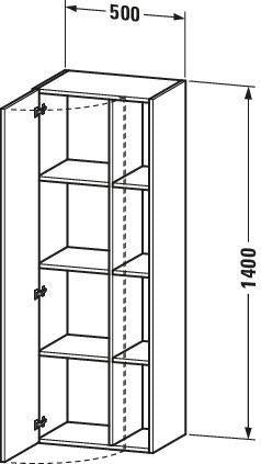 DURAVIT DuraStyle Hochschrank 360x500x1400 mm, 1 Tür links, Eiche Terra/Weiß Matt
