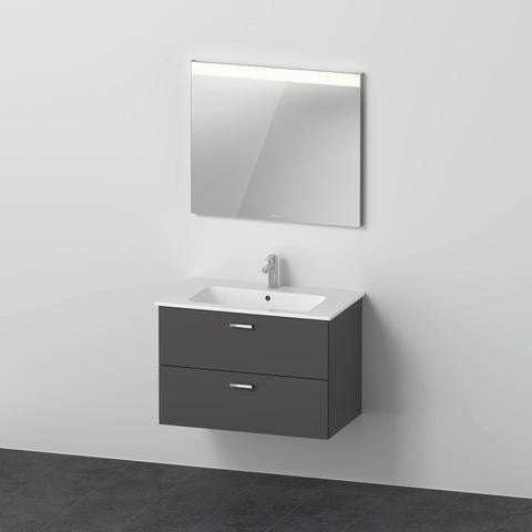 DURAVIT XBase Möbel-Set 830 mm Weiß Glänzend mit Waschtisch, Unterbau, 2 Schubkästen & Spiegel