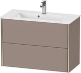 DURAVIT XViu Waschtischunterbau wandhängend 810 mm, 2 Schubladen, champagner matt/weiß matt