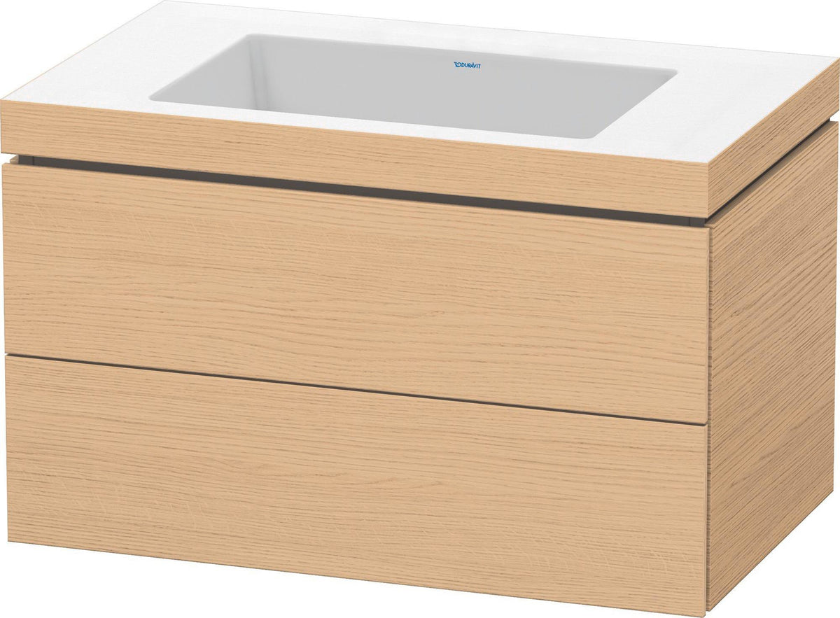 DURAVIT L-Cube c-bonded Waschtischset 800 mm Eiche Natur mit Vero Air Waschtisch und 2 Schubkästen