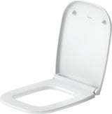 DURAVIT Univavo WC-Sitz eckig tief 443 mm weiß mit Absenkautomatik und Edelstahl-Scharnieren