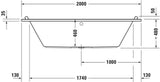 DURAVIT Starck Badewanne 1900x900 mm Einbau mit Mittelablauf, 2 Rückenschrägen, Weiß
