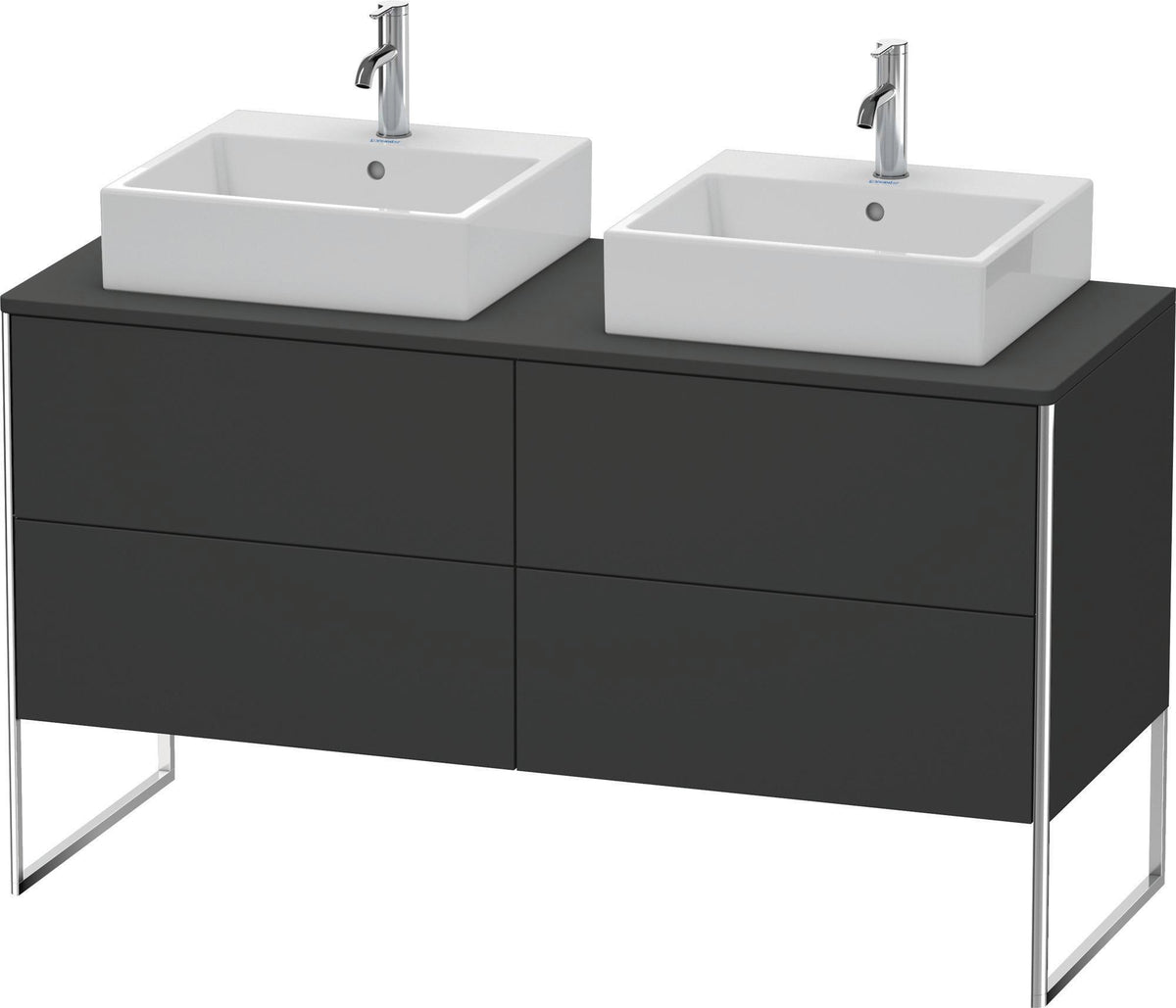 DURAVIT XSquare Waschtischunterbau 1400 mm betongrau matt mit 4 Schubkästen und Tip-On-Technik