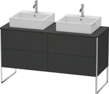 DURAVIT XSquare Waschtischunterbau 1400 mm betongrau matt mit 4 Schubkästen und Tip-On-Technik