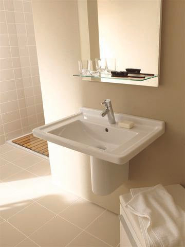 DURAVIT Möbelwaschtisch Starck 3 850 mm mit Überlauf, 1 Hahnloch, weiß – Wandhängend
