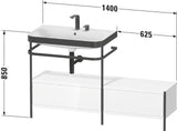 Duravit Waschtischset HAPPY D.2 PLUS 1400x490mm ein Hahnloch taupe supermatt