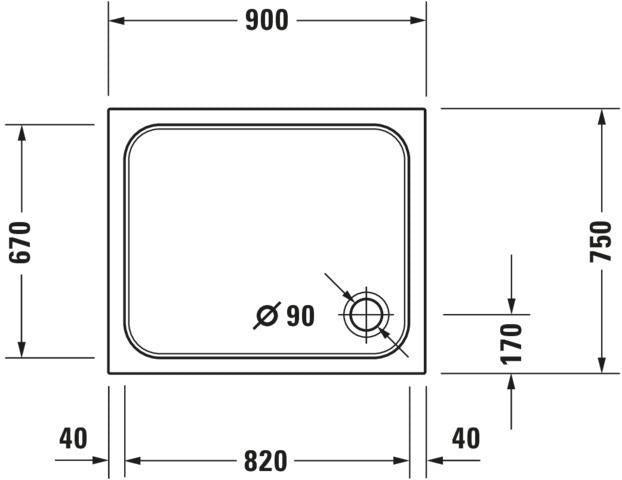 DURAVIT D-Code Duschwanne 900x750x85 mm Weiß Sanitäracryl rechteckig