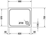 DURAVIT D-Code Duschwanne 900x750x85 mm Weiß Sanitäracryl rechteckig