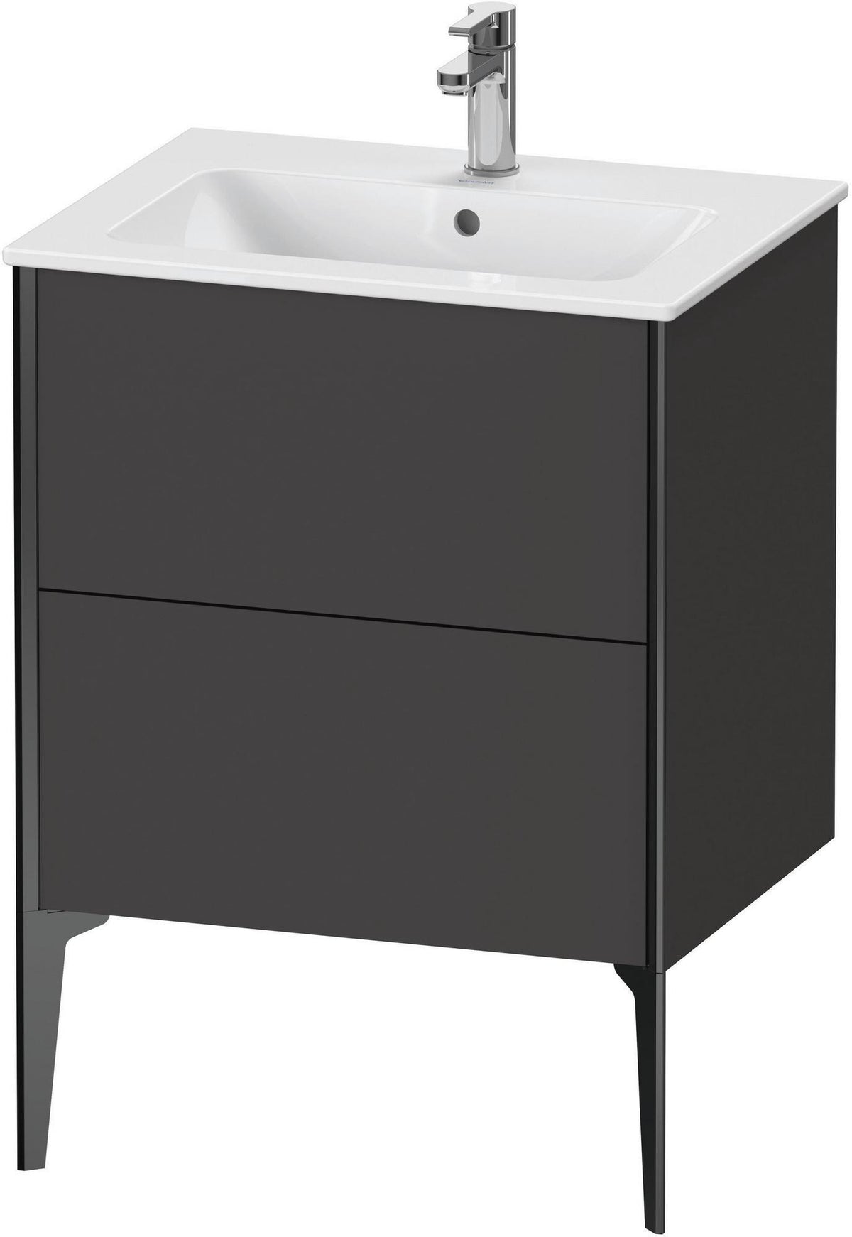DURAVIT XViu Waschtischunterbau bodenstehend 610 mm, 2 Auszüge, weiß matt – Tip-On & Soft-Close