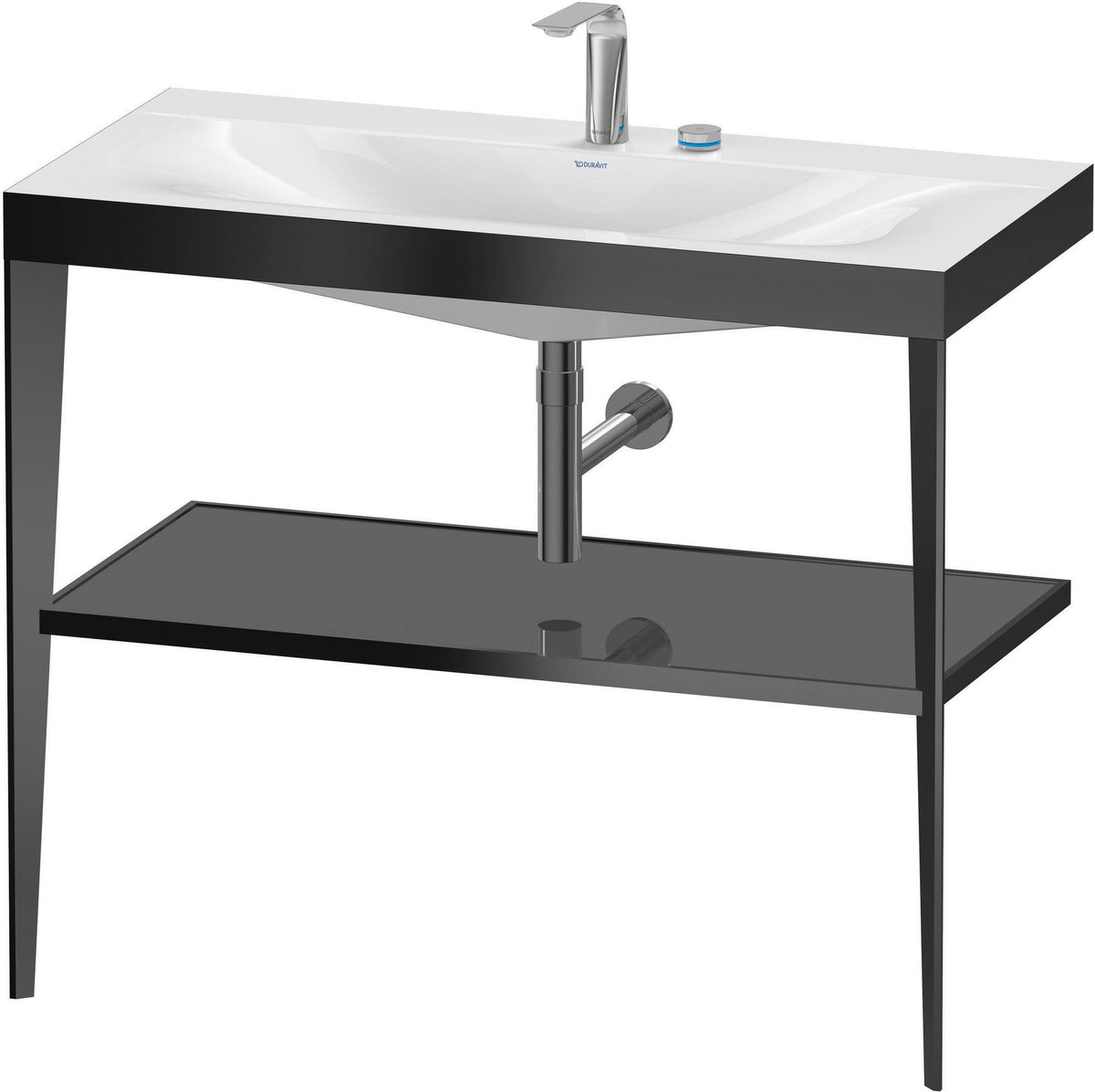 Duravit XViu c-bonded Waschtischset 1000 mm mit Metallkonsole, weiß hochglanz / schwarz matt – inkl. Waschschüssel