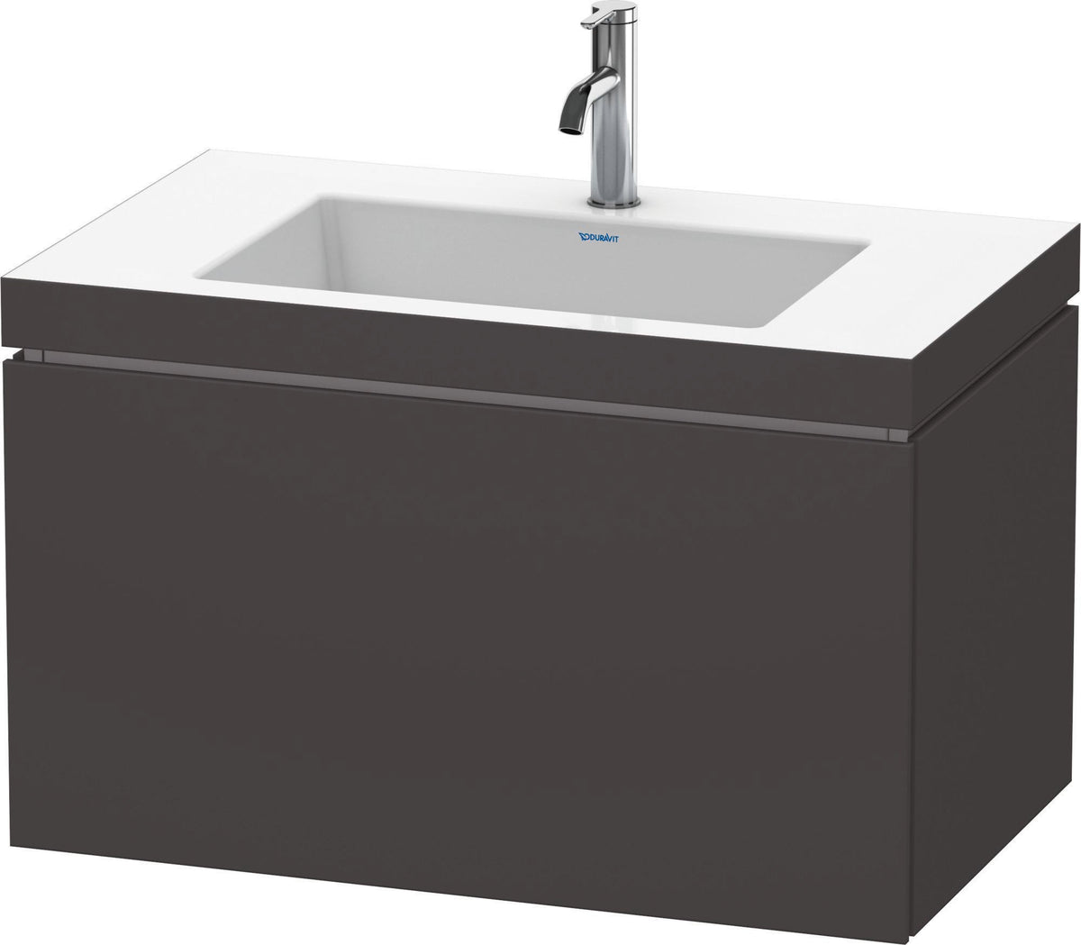 Duravit L-Cube c-bonded Waschtischset 800 mm mit Vero Air Waschtisch, 1 Auszug, Schwarz Hochglanz