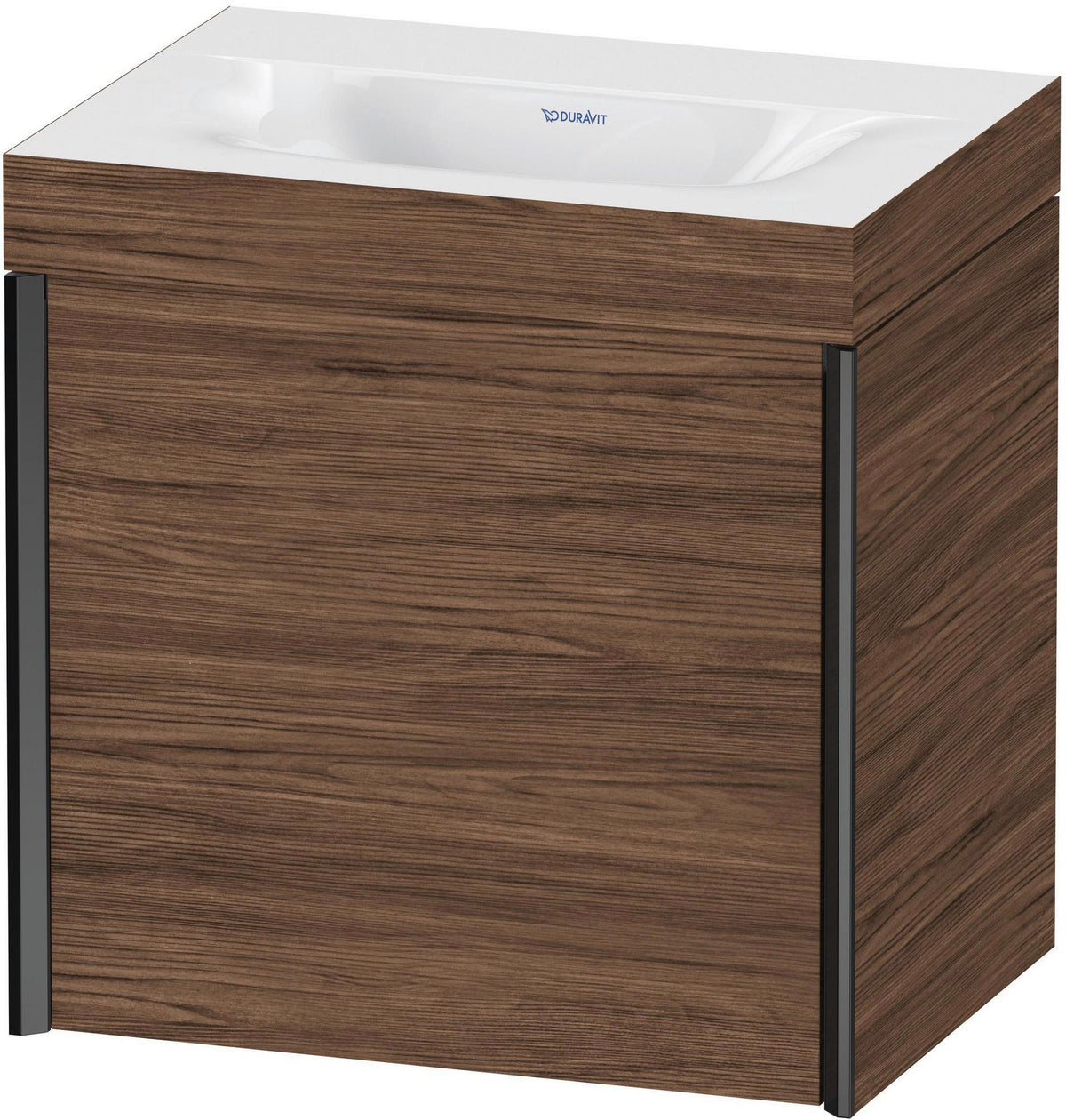 DURAVIT XViu c-bonded Waschtischunterbauset 460 mm, 1 Tür, Schwarz Matt / Nussbaum Gebürstet, Wandhängend