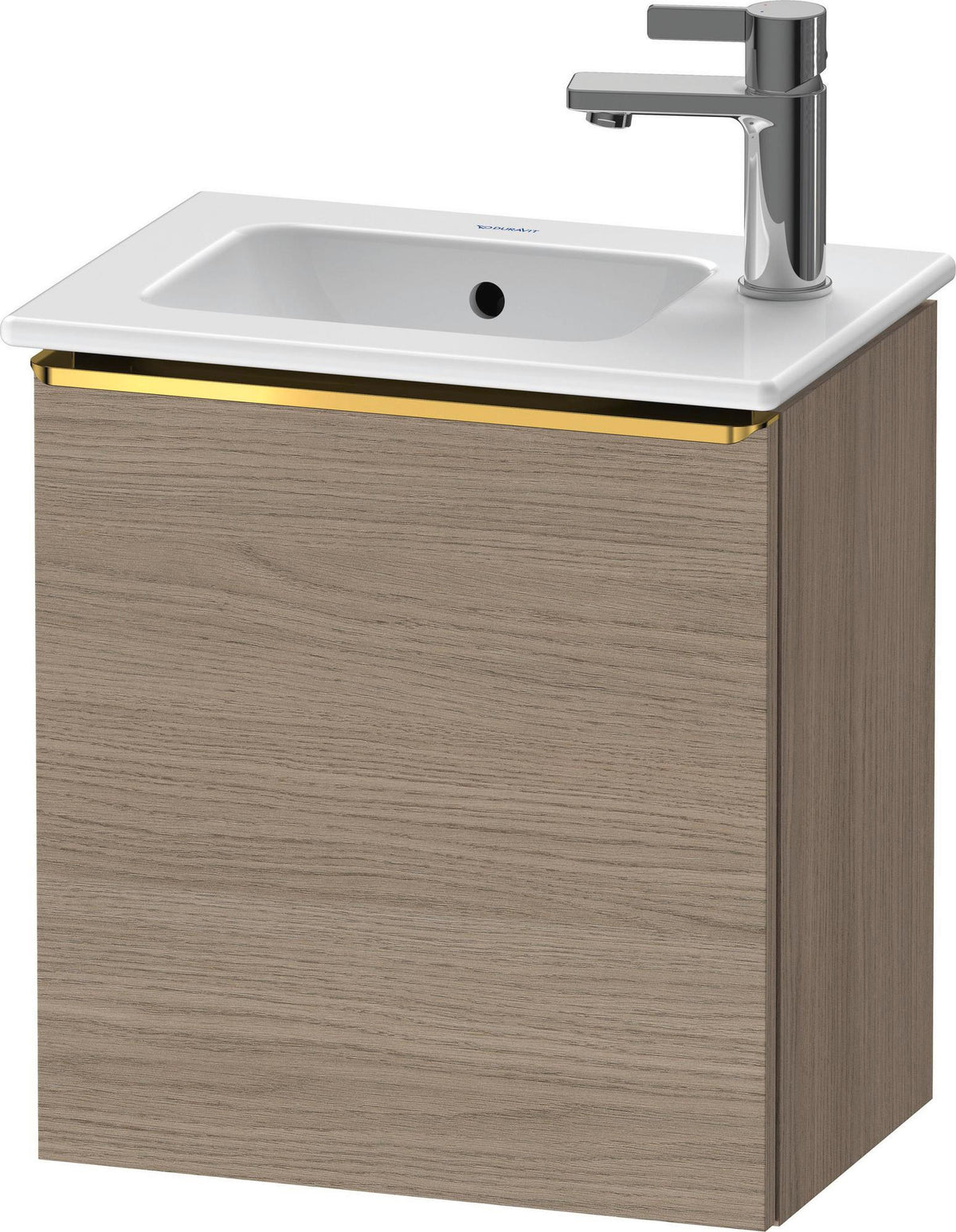 Duravit D-Neo Waschtischunterbau 410 mm Eiche Terra Matt mit Tür rechts – Wandmontage