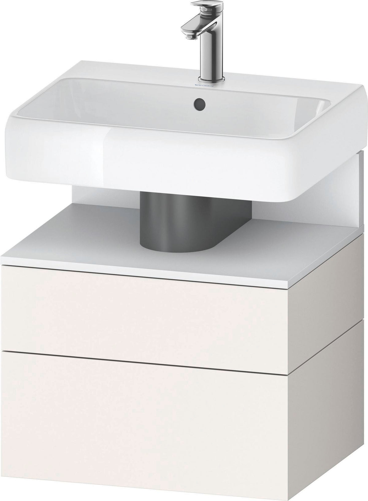 DURAVIT Qatego Waschtischunterbau 590 mm wandhängend, 1 Auszug, weiß Hochglanz, Nische Eiche Schwarz