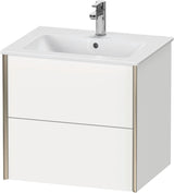 DURAVIT XViu Waschtischunterbau wandhängend 610 mm, 2 Schubkästen, weiß matt – ohne Griff, mit Tip-On-Technik