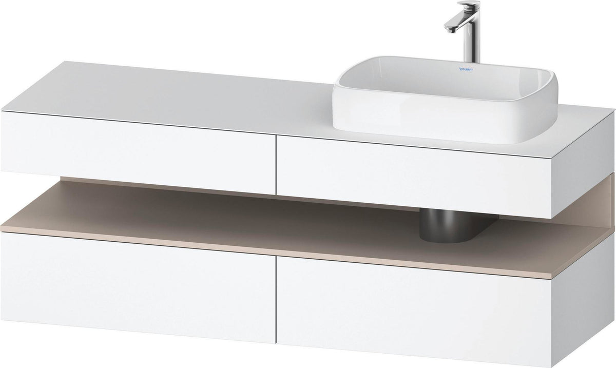 Duravit Qatego Konsolenwaschtischunterbau 1600 mm Weiß Hochglanz mit Eiche Schwarz Nische