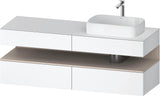 Duravit Qatego Konsolenwaschtischunterbau 1600 mm Weiß Hochglanz mit Eiche Schwarz Nische