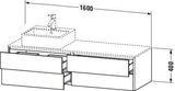 Duravit XSquare Waschtischunterbau 1600 mm betongrau matt, 4 Schubkästen, wandhängend