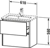 Duravit XSquare Waschtischunterbau 610 mm Nachtblau Seidenmatt, 2 Schubkästen, wandhängend