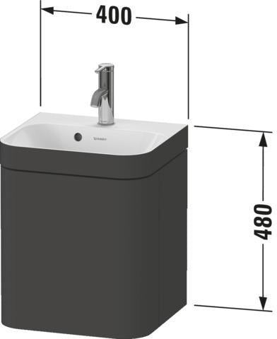 Duravit Happy D.2 c-bonded Waschtischset 400x360x480 mm mit MWT, 1 Tür rechts, Taupe