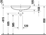 DURAVIT Duravit No.1 Einbauwaschtisch 525 mm weiß ohne Hahnloch mit Überlauf
