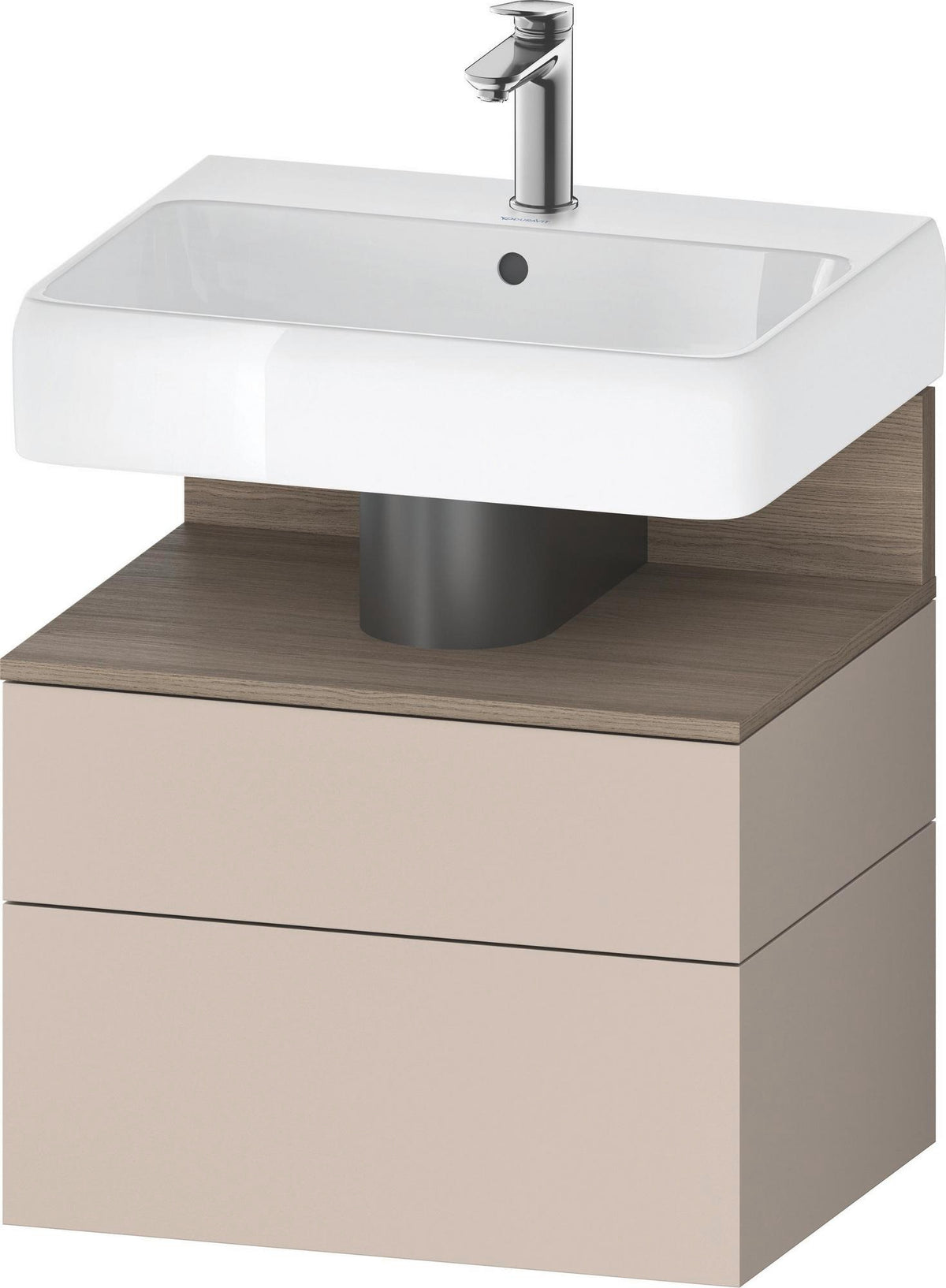 DURAVIT Qatego Waschtischunterbau 590 mm Eiche Terra Matt mit Tip-On-Technik und LED-Nischenbeleuchtung