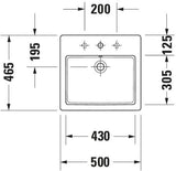 DURAVIT Einbauwaschtisch Vero 500 mm mit WonderGliss, 1 Hahnloch, weiß
