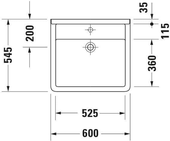 DURAVIT Waschtisch Starck 3 Vital Med 600 mm ohne Überlauf, mit Hahnlochbank, weiß