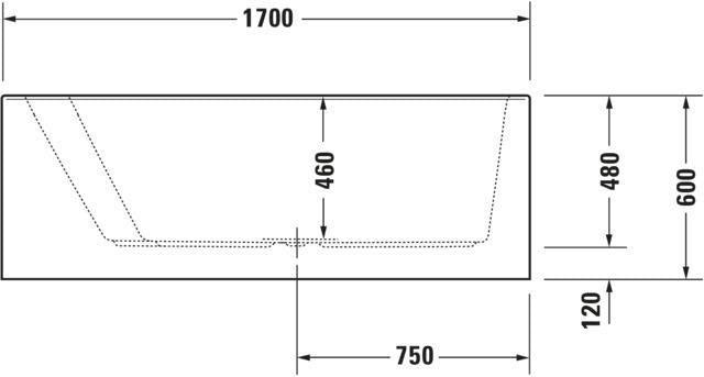 DURAVIT Paiova Badewanne 1700x1000 mm Einbau mit Acrylverkleidung, Rückenschräge links, Weiß
