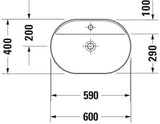 DURAVIT Aufsatzbecken Luv 600 mm weiß mit Hahnlochbank und Halbsäule, ohne Überlauf
