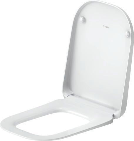DURAVIT Univavo WC-Sitz eckig tief 448mm mit Absenkautomatik, abnehmbar, Edelstahl-Scharniere, Weiß