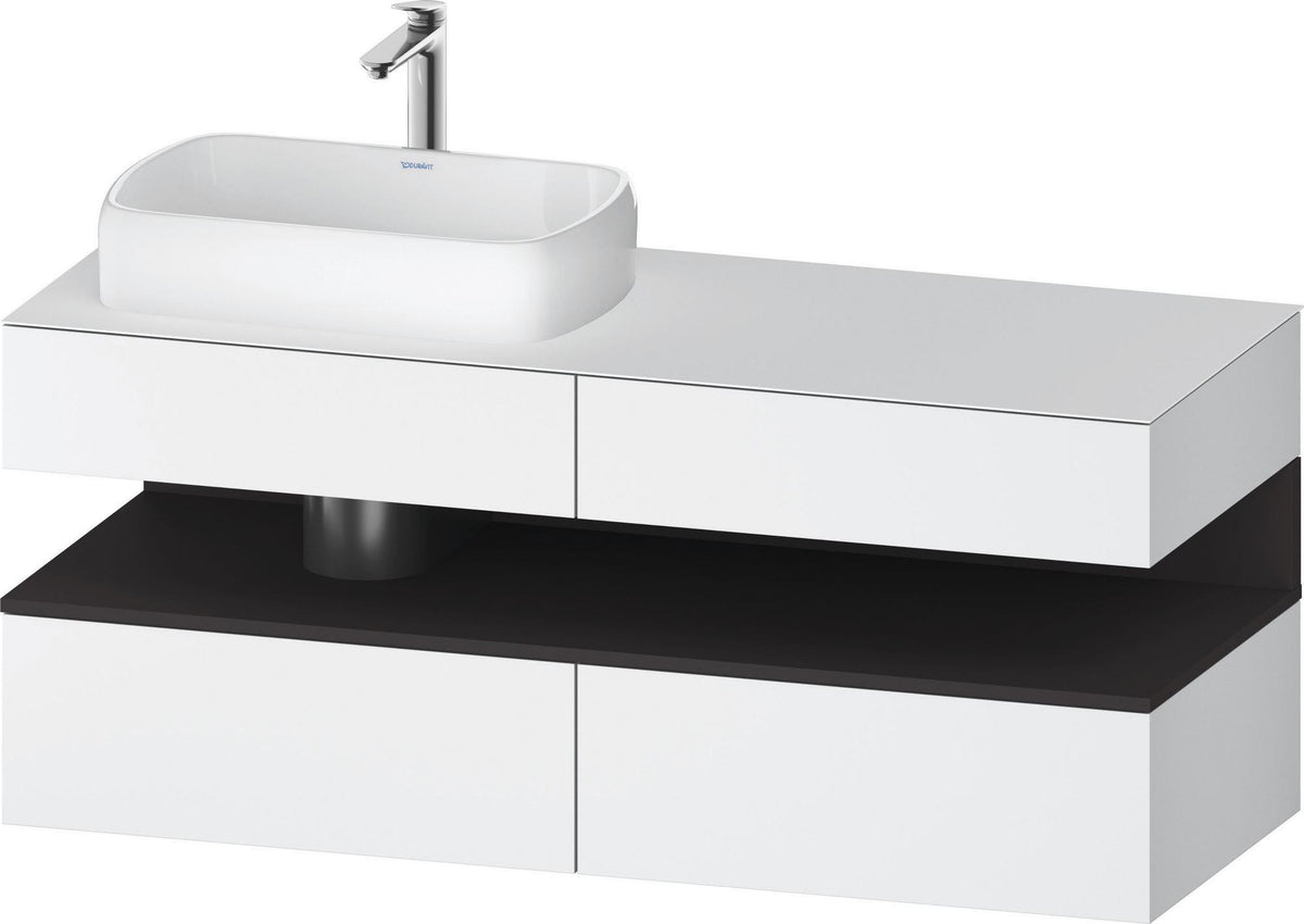 Duravit Qatego Konsolenwaschtischunterbau 1400 mm weiß hochglanz mit Eiche schwarz Nische