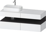 Duravit Qatego Konsolenwaschtischunterbau 1400 mm weiß hochglanz mit Eiche schwarz Nische