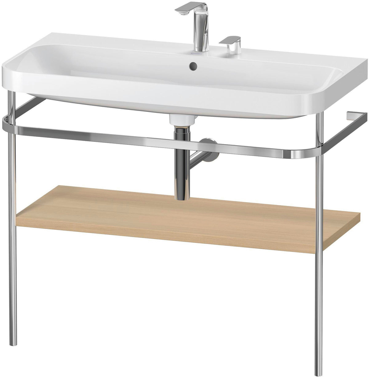 Duravit Happy D.2 c-shaped Waschtischset mit Metallkonsole, 975 mm, Taupe
