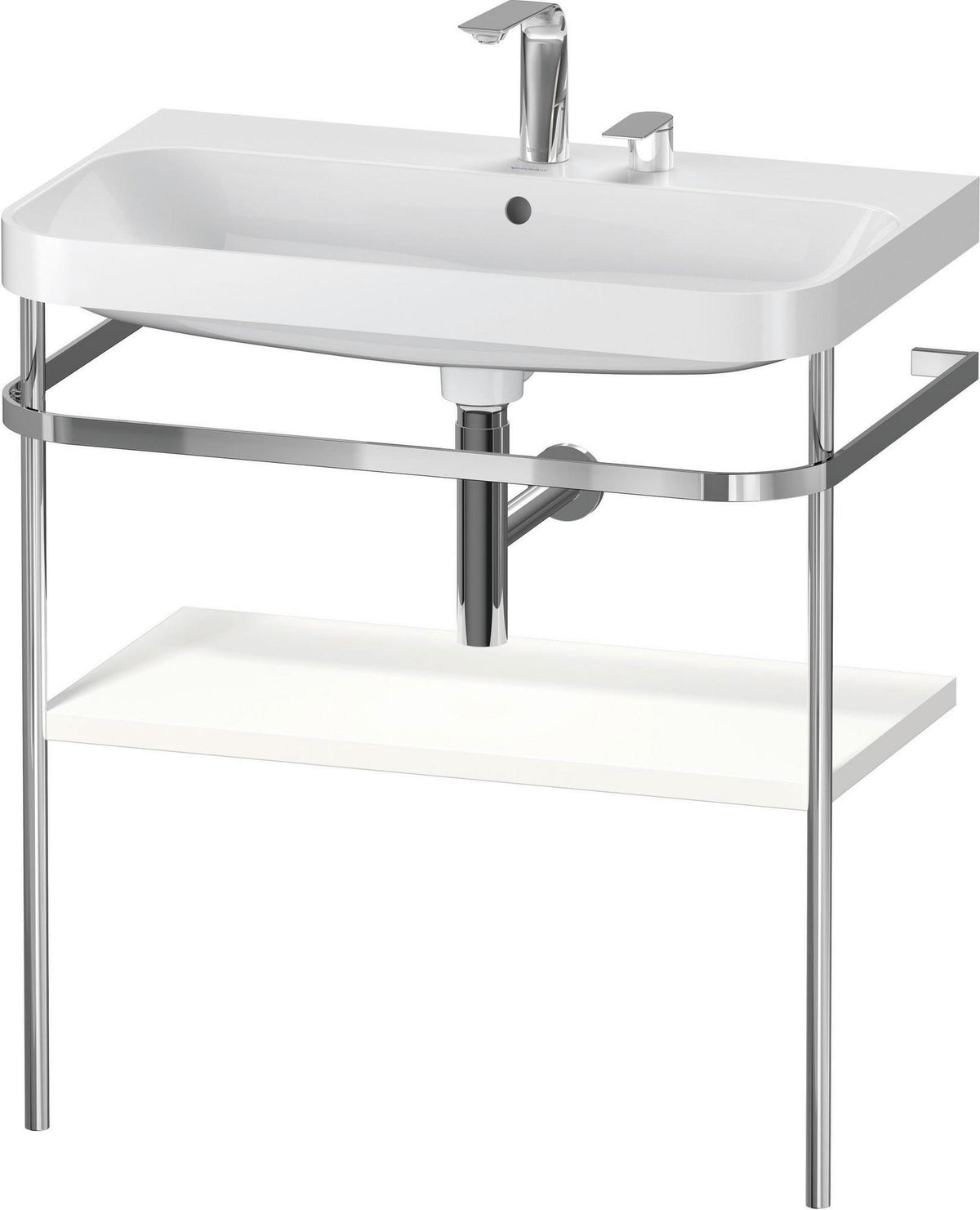 DURAVIT Happy D.2 c-shaped Waschtisch-Set 775 mm mit Metallkonsole, taupe seidenmatt