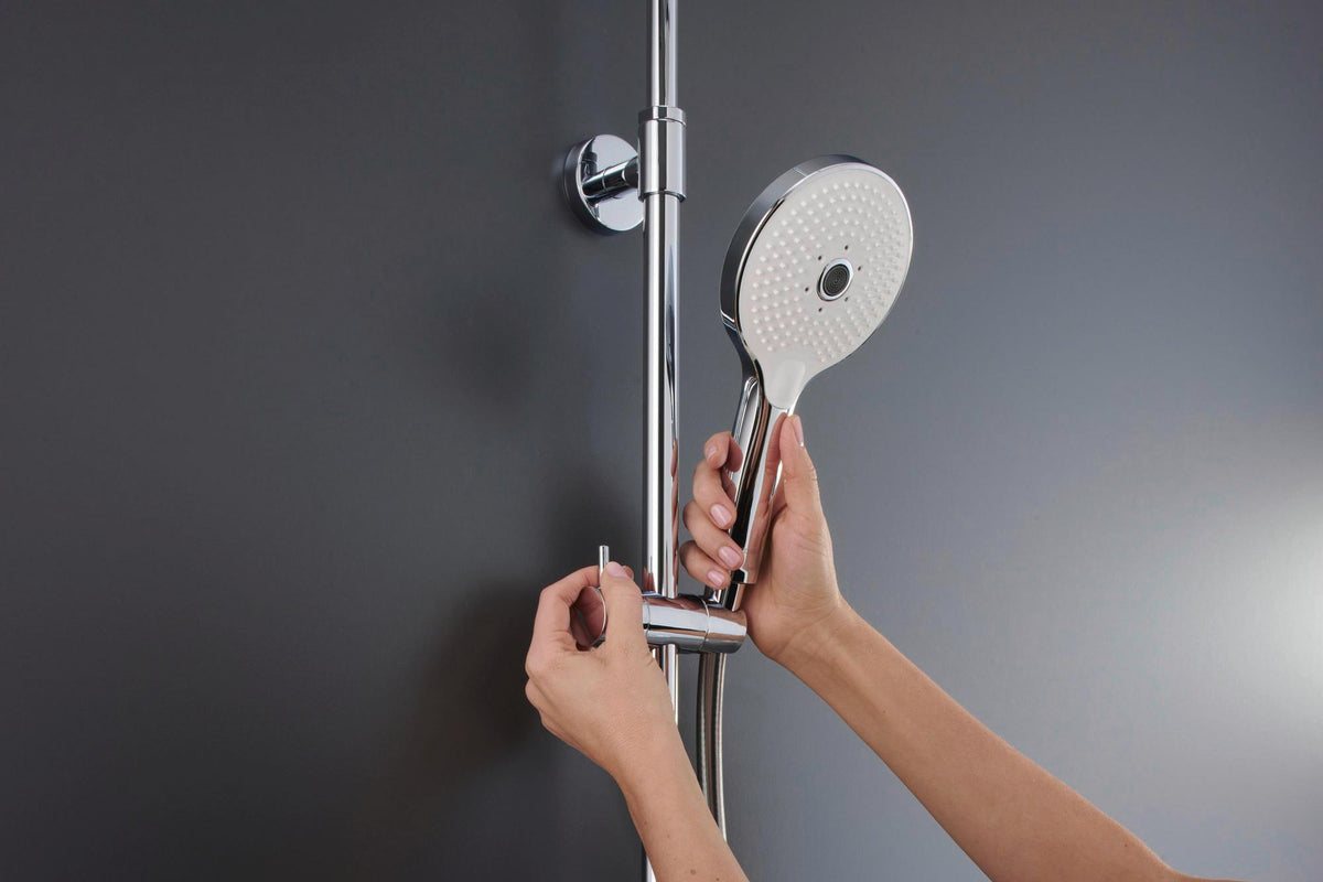 DURAVIT Duschsystem Shower Systems Shelf 1050 mit Thermostat, Kopf- und Handbrause, Chrom Weiß Hochglanz