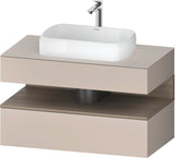 Duravit Qatego Waschtischunterbau 1000 mm Weiß Hochglanz mit Eiche Terra Nische, 1 Auszug, wandhängend